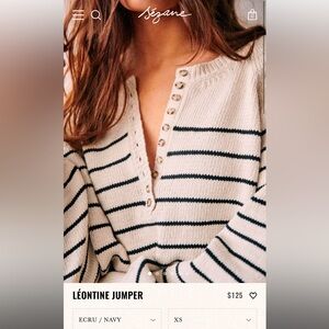 Sezane leontine sweater in ecru navy stripe